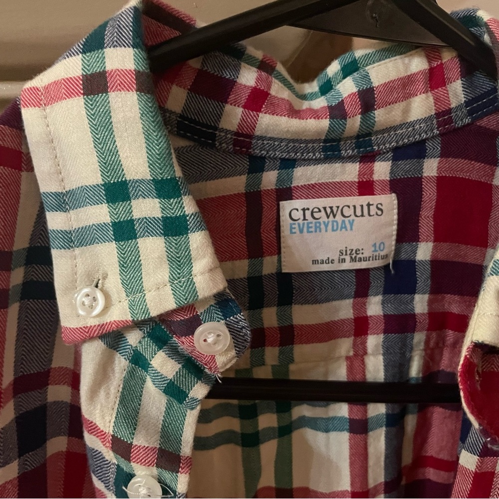 Plaid Crew Cuts, Youth 10, button up shirt